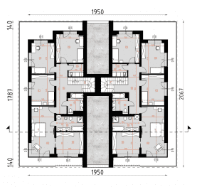 Rzut projektu D331A - Zabudowa bliźniacza WT2021 - Piętro