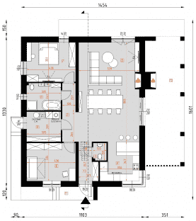 Rzut projektu D413 - WT2021 - Parter