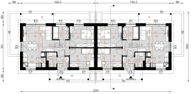 Rzut projektu D324A - Zabudowa bliźniacza WT2021 - Parter