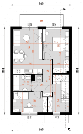 Rzut projektu D424 - Segment dwulokalowy WT2021 - Piętro