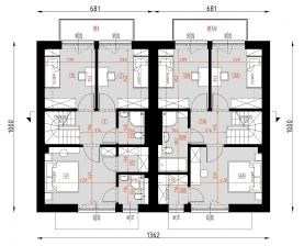 Rzut projektu D425A - Zabudowa bliźniacza WT2021 - Poddasze