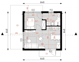 Rzut projektu DM10B - wersja drewniana - Parter