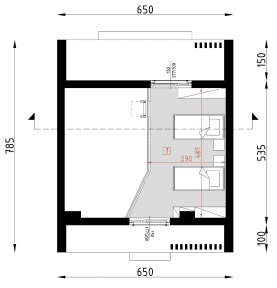 Rzut projektu D434 - wersja drewniana - Poddasze