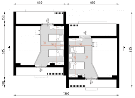 Rzut projektu D434A - wersja drewniana - Poddasze