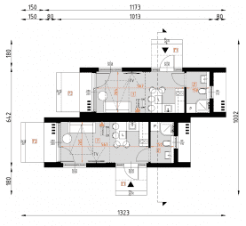 Rzut projektu D435A - wersja drewniana - Parter