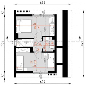 Rzut projektu D433 - WT2021 wersja drewniana - Poddasze