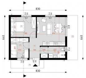 Rzut projektu DM14 - wersja drewniana - Parter