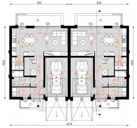 Rzut projektu D429A - Zabudowa bliźniacza WT2021 - Parter
