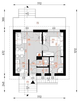 Rzut projektu D442 - Bogusia WT2021 - Parter