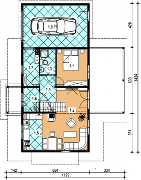 Rzut projektu A-138 szkieletowy - Parter