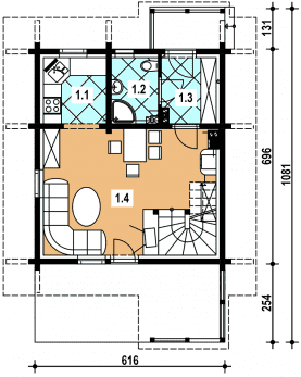 Rzut projektu A-136 szkieletowy - Parter