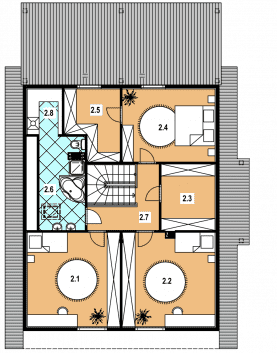 Rzut projektu A-135 szkieletowy - Poddasze