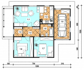 Rzut projektu A-126 szkieletowy - Parter