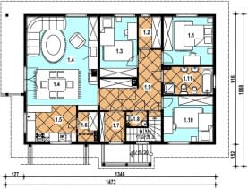 Rzut projektu A-110 z bali - Parter