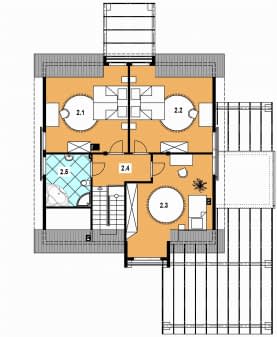 Rzut projektu A-109 szkieletowy - Poddasze