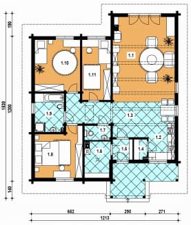 Rzut projektu A-104 szkieletowy - Parter