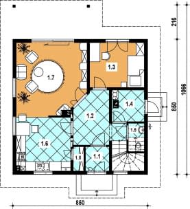 Rzut projektu L-97 szkieletowy - Parter