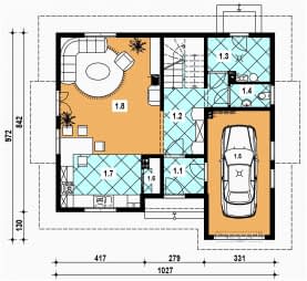 Rzut projektu L-96 szkieletowy - Parter