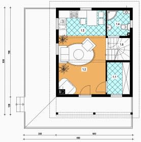 Rzut projektu L-95 z bali - Parter