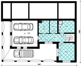 Rzut projektu L-76 z bali - Piwnica