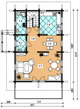 Rzut projektu L-75 szkieletowy - Parter
