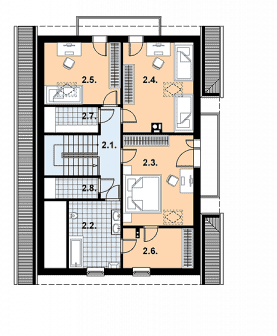 Rzut projektu L-72 murowany - Poddasze