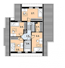 Rzut projektu L-55 murowany - Poddasze
