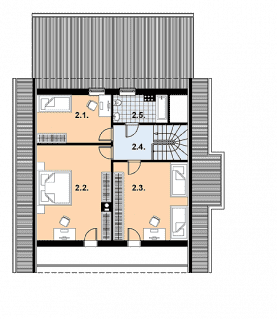 Rzut projektu L-53 murowany - Poddasze