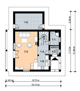 Rzut projektu L-51 murowany - Parter