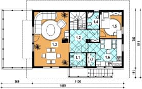 Rzut projektu L-42 z bali - Parter