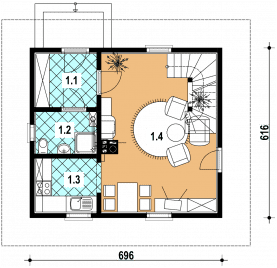 Rzut projektu L-38 szkieletowy - Parter