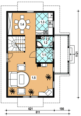 Rzut projektu L-35 z bali - Parter