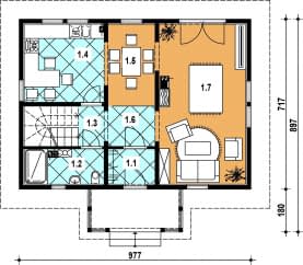 Rzut projektu L-32 z bali - Parter