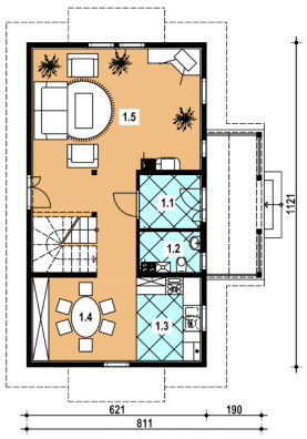 Rzut projektu L-30 z bali - Parter