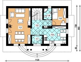 Rzut projektu L-18 murowany - Parter