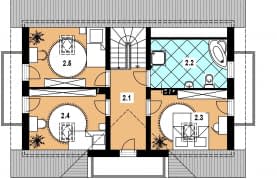 Rzut projektu L-18 murowany - Poddasze