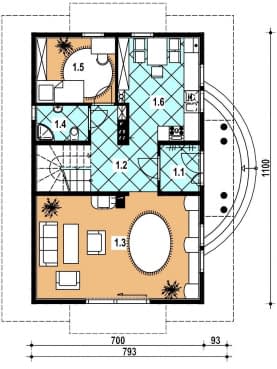 Rzut projektu L-18 szkieletowy - Parter