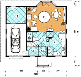 Rzut projektu L-17 szkieletowy - Parter