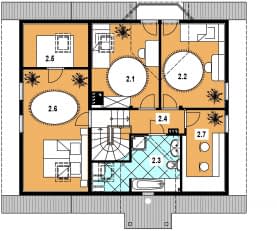 Rzut projektu L-17 szkieletowy - Poddasze
