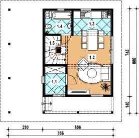 Rzut projektu L-12 szkieletowy - Parter
