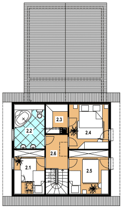 Rzut projektu A-142 szkieletowy - Poddasze