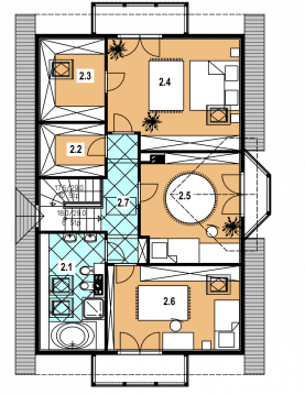 Rzut projektu A-144 szkieletowy - Poddasze
