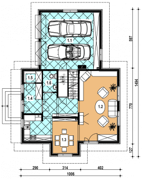 Rzut projektu A-147 szkieletowy - Parter