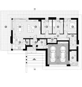 Rzut projektu HOMEKONCEPT 36 wariant 02 - Rzut parteru
