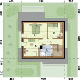 Rzut projektu SANTORINI 2 szkielet drewniany - Rzut poddasza