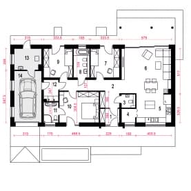 Rzut projektu Kocanka z garażem - Parter