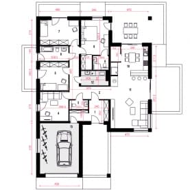 Rzut projektu Aura garaż - Parter