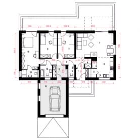 Rzut projektu Złota z garażem - Parter