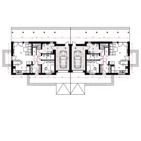 Rzut projektu Rodzynka bliźniak z garażem - Parter