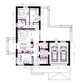 Rzut projektu Słoneczna z garażem 2st. - Parter